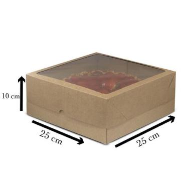 Imagem de 20 Caixas Kraft Para Presente/Torta Abertura Lateral Com Visor - Kaiam