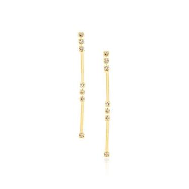 Imagem de Brincos banhado ouro 3x 24k 18k e 22k femininos grandes cristais romma