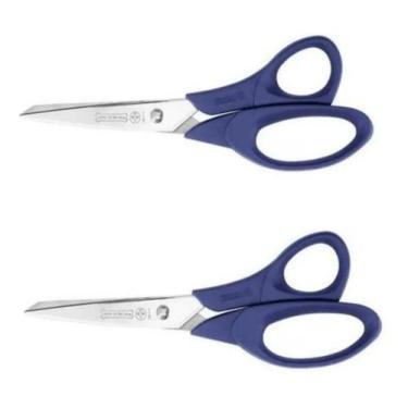 Imagem de Kit Com 2 Tesouras Mundial Multiuso Costura 24cm Azul Original