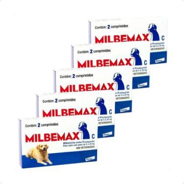 Imagem de 5 Vermifugo Milbemax Para Cães De 5 A 25kg C/ 2 Comprimidos - Elanco