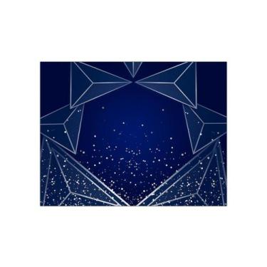 Imagem de Painel de Festa Horizontal 1,55 X 1,20 - Azul Geométrico Efeito Glitte