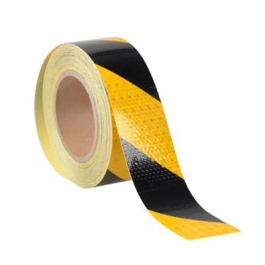 Imagem de Rolo Fita Adesiva Refletiva Zebrada Amarela Preta - Gadstore, 1m