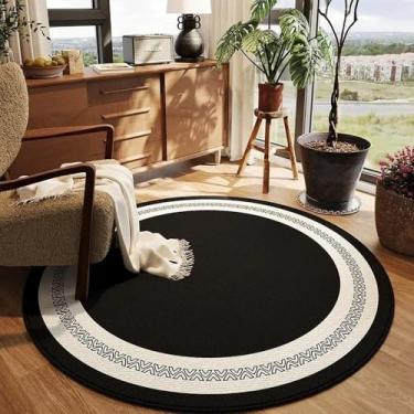 Imagem de Tapete redondo para sala de estar, listrado, cor sólida, luz, luxo, macio, mesa de centro, pelúcia, quarto, cadeira giratória, tapete de chão, SY2456, TD, A, diâmetro 120 cm