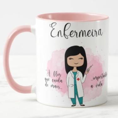 Imagem de Caneca Enfermeira Profissão Feminina Enfermagem Int Rosa