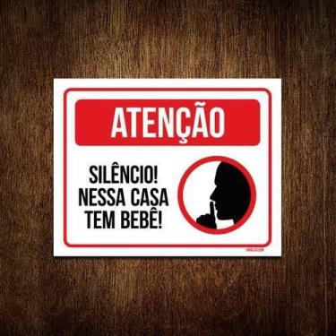 Imagem de Kit 5 Placas Atenção Silêncio Nessa Casa Tem Bebê - Sinalizo.Com