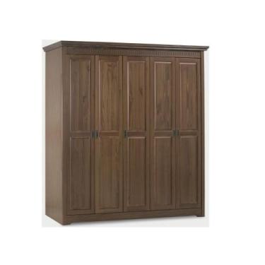 Imagem de Armário Paris 5 Portas 8 Gavetas Madeira Maciça Weihermann, Capuccino