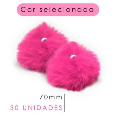 Imagem de Pompom - Pelúcia Rosa Escuro - 70 Mm - 30 Unidades - Nybc