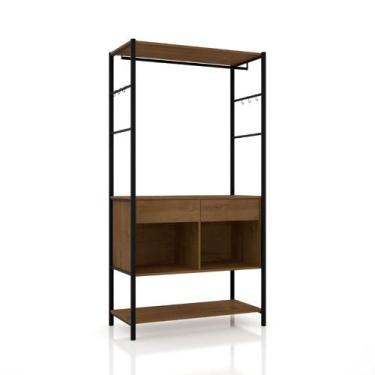 Imagem de Guarda Roupa Closet Industrial 2 Gavetas Veneza Preto/Demolição 90cm -