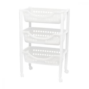 Imagem de Fruteira Multiuso Plástico 3 andares de Chão Rodízios Desmontável Cest