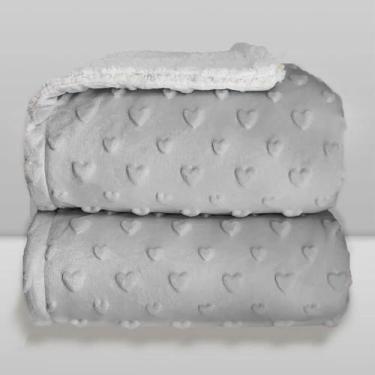 Imagem de Cobertor Donna Laço Bebê Plush com Sherpa Hearts, Cinza, 90X110