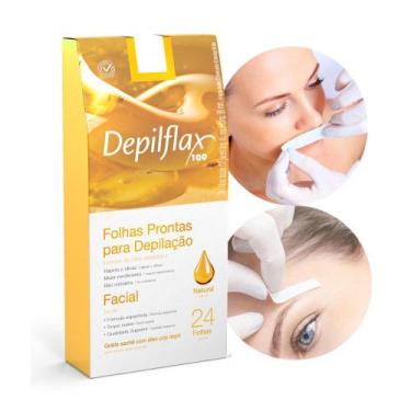 Imagem de Folhas Prontas para Depilação Facial Buço Sobrancelha Depilflax 24 Uni