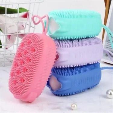 Imagem de Esponja Banho Porta Sabonete Silicone Massageador Esfoliante Escova de