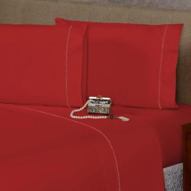 Imagem de 2 Fronhas com Ponto Palito 90cmx50cm Percal Flex 400 Fios Toque Acetin