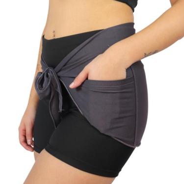 Imagem de Tapa Bumbum De Amarrar Fitness Saia Cobre Bumbum - JinkingStore, Cinza