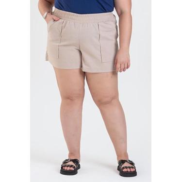 Imagem de Shorts Feminino Plus Size Eco Linho C/ Bolso e Elastico no Cós - Seren