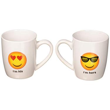 Imagem de American Atelier Conjunto de canecas de café Emoji, 3,6x2,5x4, branco