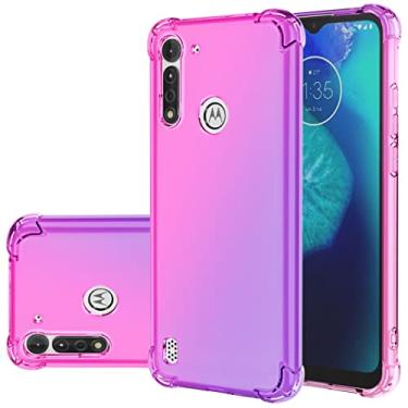 Imagem de Gufuwo Capa para Moto G8 Power Lite, Motorola G8 Power Lite XT2055-2 capa fofa, capa protetora de TPU gradiente fina antiarranhões à prova de choque para Motorola Moto G8 Power Lite (rosa)
