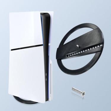 Imagem de XBERSTAR Suporte vertical para PS5 Slim Console Disc e Digital com parafuso, base de substituição para PS5 Slim Disc & Digital (Preto para PS5 Slim)