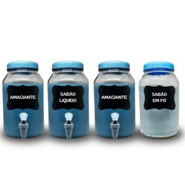 Imagem de 4 Recipientes Para Sabão em pó, Amaciante, Alvejante e sabão liquido -
