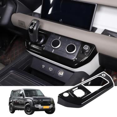 Imagem de Bekantogy Moldura de botão de controle de ar condicionado de carro com painel de mudança de marchas compatível com L@nd Rover Defender 90 110 130 2020-2024 Moldura de câmbio de ar condicionado (preto