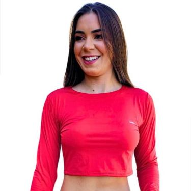 Imagem de Cropped Feminino Manga Longa Proteção Solar Uv 50+ Avulso Surf Malha f