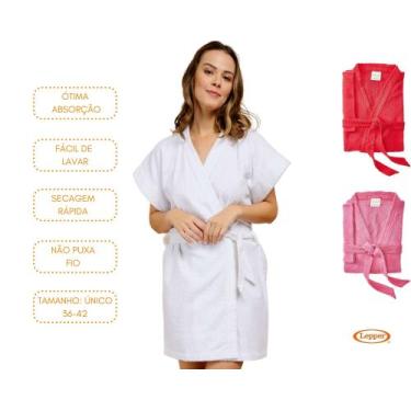 Imagem de Roupão de banho liso feminino atoalhado tam. único (36-42) lepper mang