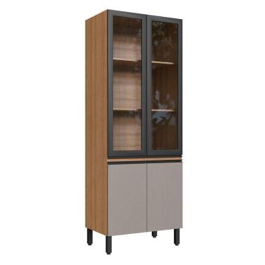 Imagem de Paneleiro Cristaleira 80cm 4 Portas Quiditá Montana/fumê/grafite/vidro