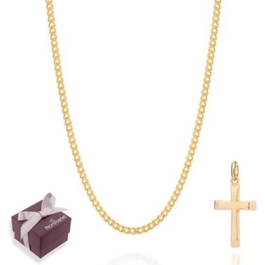 Imagem de Cordão Com Pingente Tamanho 60cm Banhado Ouro 18k Rommanel Presente Ma