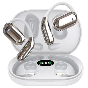 Imagem de Waillynice Fones de ouvido Bluetooth 5.4 abertos, fones de ouvido sem fio esportivos sobre fones de ouvido microfone embutido com ganchos de ouvido 50H Playtime Fones de ouvido com tela de LED (visor