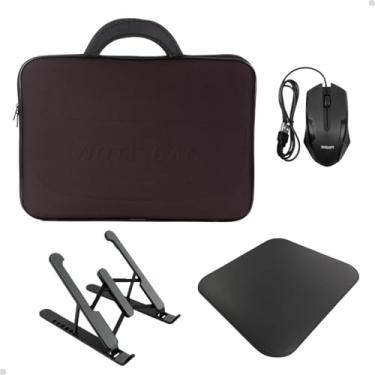 Imagem de Pasta Para Notebook Mouse Com Fio Suporte Dask Pad Pequeno Kit Gamer (Marrom, 15.6")