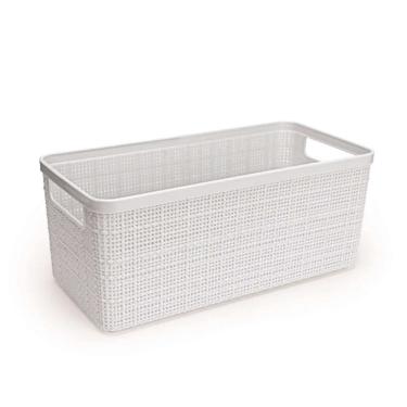 Imagem de Cesto Organizador Juta Alongada Rattan de Plástico Resistente Capacidade 3,7 Litros