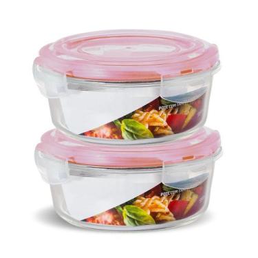 Imagem de KIT 2 Potes Vidro Herméticos Redondo 950ml Vermelho - U4HOME