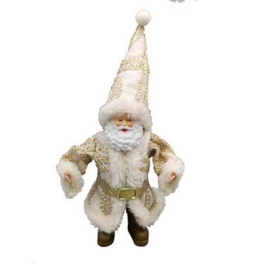 Imagem de Papai Noel Pequeno Creme de Tecido Decoração Natal 15cm - Zona Livre