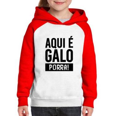 Imagem de Moletom Infantil Aqui é galo  - Foca na Moda, Branco, Vermelho, 2