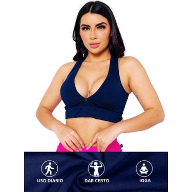 Imagem de Top Nadador Básico Decote V Com Bojo Removível Em Suplex Fitness De Ac