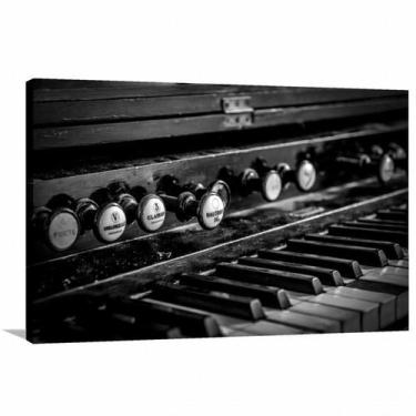 Imagem de Quadro decorativo FC Piano Retrô Música com Tela em Tecido - Wall Fram
