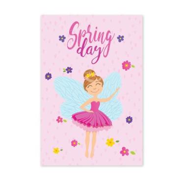 Imagem de Placa Decorativa MDF Fadas e Flores Primavera Rosa 30x40cm - Quartinho