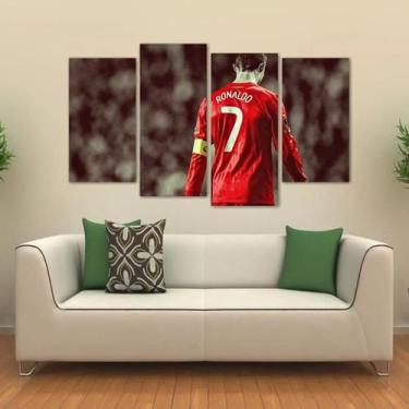 Imagem de Quadro Cristiano Ronaldo Quarto Mosaico Em Tecido 4 Peças 1R - Wall Fr