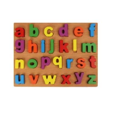 Imagem de Blocos de Montar Didático Alfabeto Abc Madeira Minúsculo Colorido - Pa