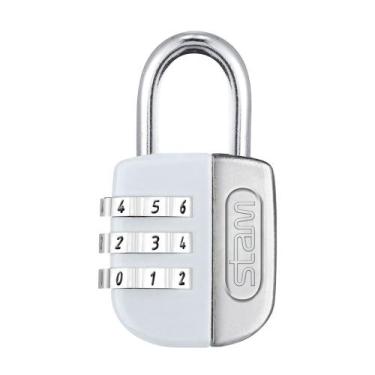 Imagem de Cadeado Mala Mochila Armário Viagem Branco Segredo 25mm Stam