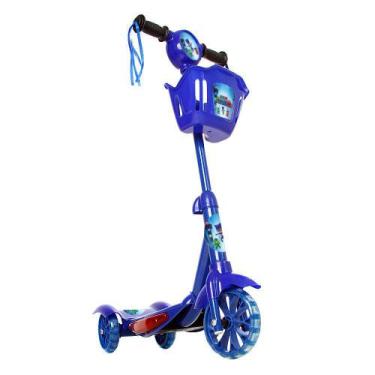 Imagem de Brinquedo Infantil Patinete Scooter 3 Rodas Com Cesta Luz E Som Azul P