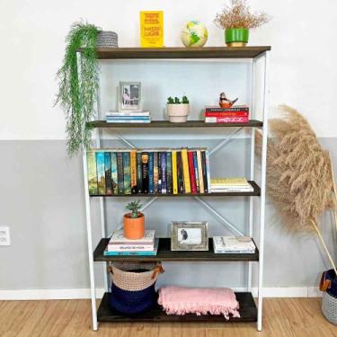 Imagem de Estante Style de Ferro e Madeira Ample 5 Prateleiras Industrial Tabaco