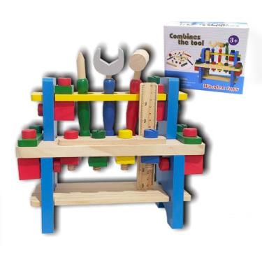 Imagem de Brinquedo Bancada de Ferramentas Infantil Educativo Madeira Montessori