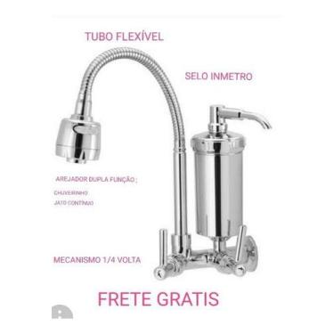 Imagem de Torneira Bica Filtro Gourmet Parede Cozinha 1/4 Flexivel - Sanit Metai