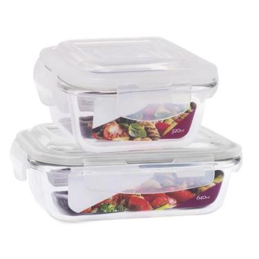 Imagem de Kit 2 Potes Herméticos Marmita Vidro Papinha 640ml e 320ml - U4home, B