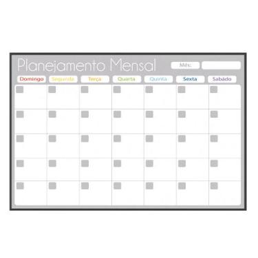 Imagem de Quadro Planner 60x40 cm Semanal Light e Mensal Gray Moldura Madeira Pr
