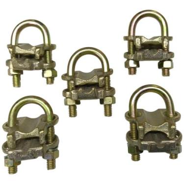 Imagem de Kit 5 Grampo Conector Gtdu Duplo Aterramento Tipo U para Haste 5/8 até