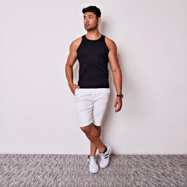 Imagem de Bermuda Masculina Esporte Fino em Sarja - I.Con, Branco, 46