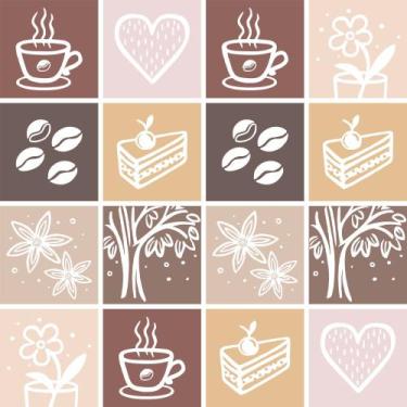 Imagem de Papel de Parede Cafeteria Padaria Lanchonete Coração Grãos de Café Xíc