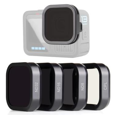 Imagem de SOONSUN Pacote com 4 filtros de lente CPL ND8 ND16 ND32 para câmera preta GoPro Hero 13, densidade neutra e filtro de lente polarizadora circular para acessórios Go Pro Hero 13